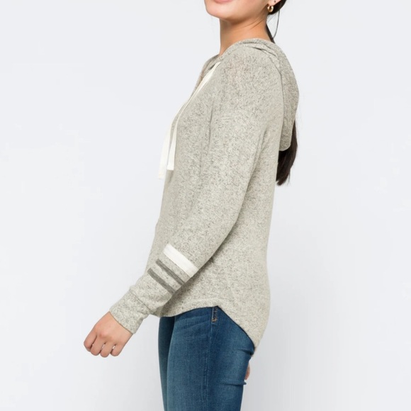 Market & Spruce Kallon Gray Brushed Knit Hoodie Size XS Petite - Picture 7 of 8